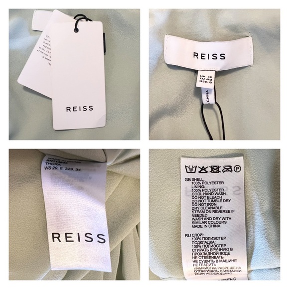 New! REISS Thora Pleated Chiffon Midi Dress in Mint Green - Picture 10 of 10